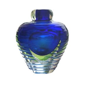 Fifth Avenue Crystal Perfume Bottle - No Stopper - Blue Green